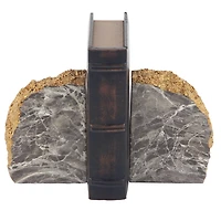 Gray and Gold Marble Geode Bookends, Set of 2