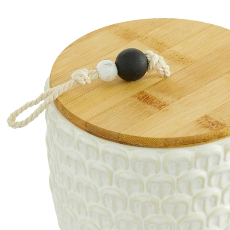 French White Scalloped Canisters, Set of 3