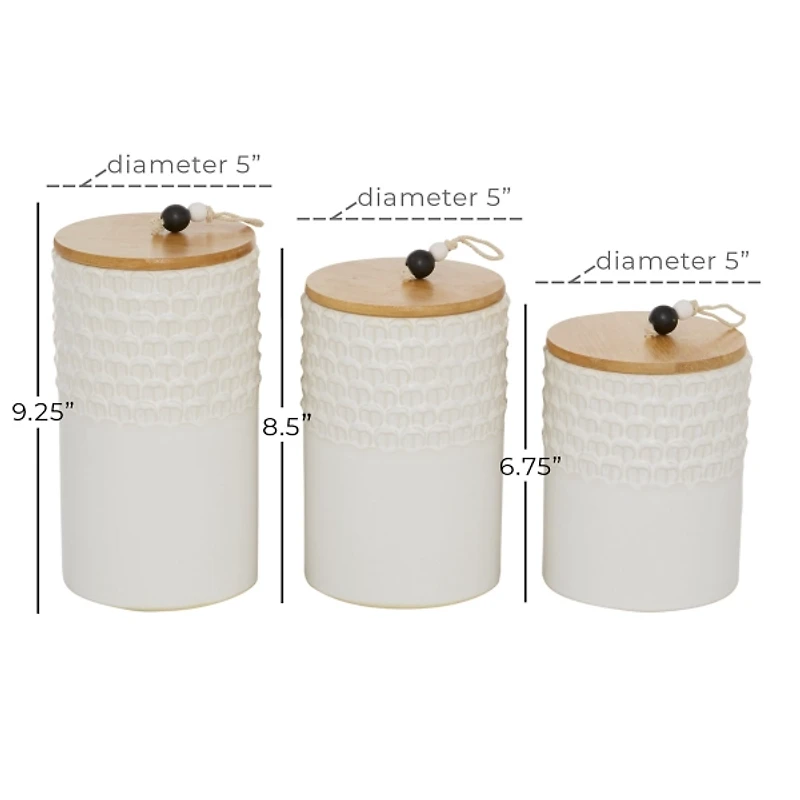 French White Scalloped Canisters, Set of 3