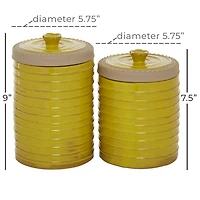 Mustard Ribbed Stoneware Jars, Set of 2