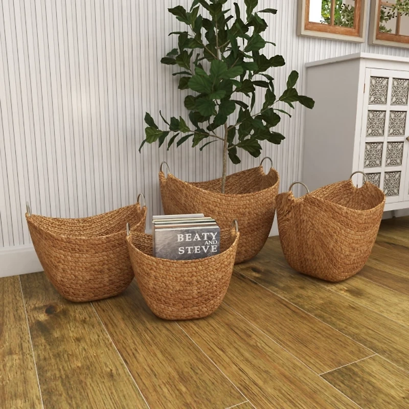 Dutch Woven Seagrass Baskets, Set of 4