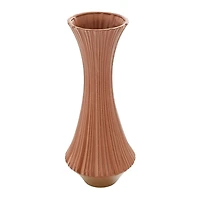 Matte Terracotta Fluted Ceramic Vase, 20 in.