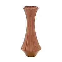 Matte Terracotta Fluted Ceramic Vase, 20 in.