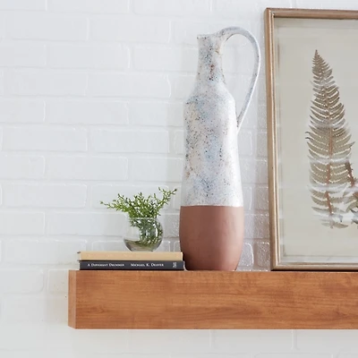 White and Rust Brown Ceramic Vase, 23 in.