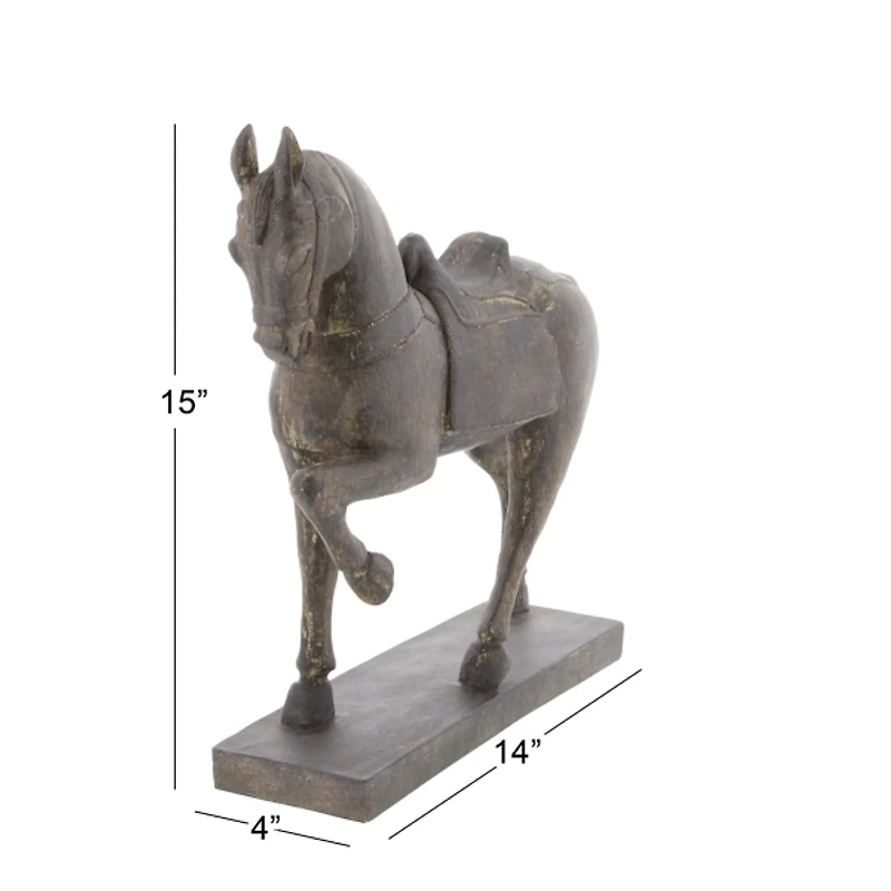 Brown Polystone Prancing Horse Statue