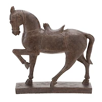 Brown Polystone Prancing Horse Statue
