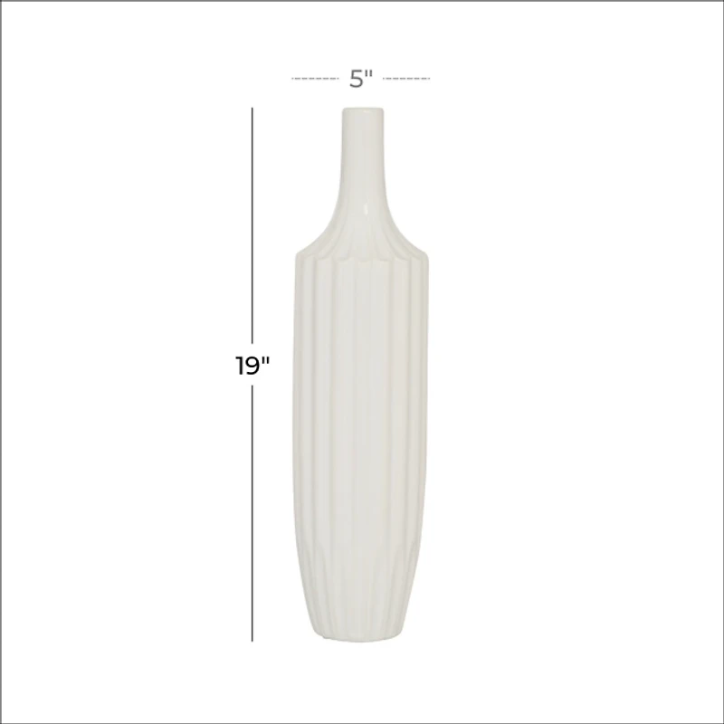 Slender Curtain Ribbed Vase, 19 in.