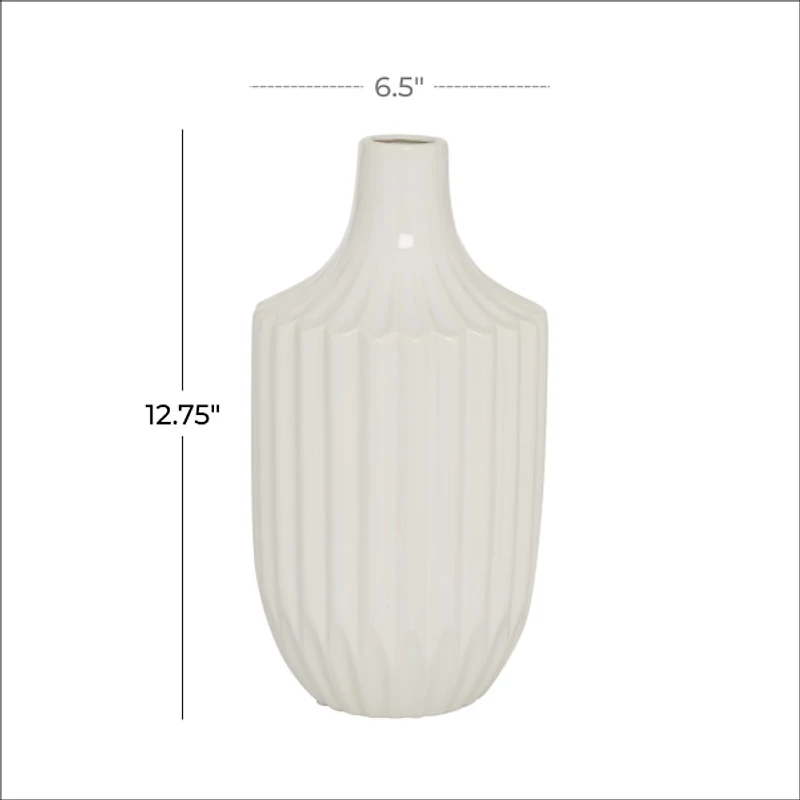 Slender Curtain Ribbed Vase, 13 in.