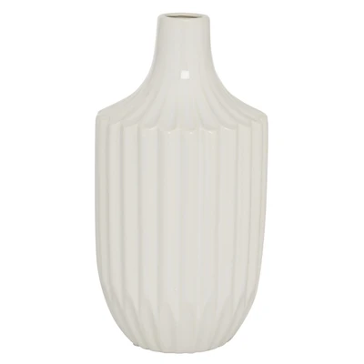 Slender Curtain Ribbed Vase, 13 in.