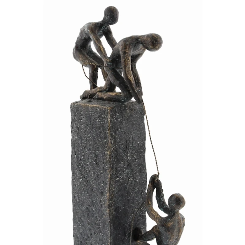 Gray Polystone Rock Climber Sculpture