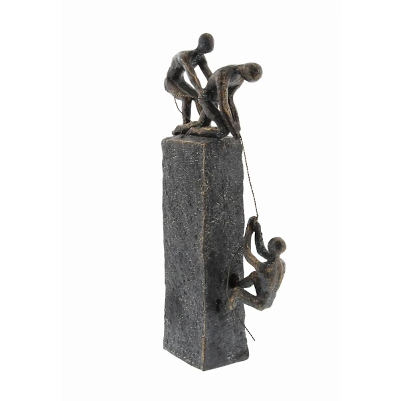 Gray Polystone Rock Climber Sculpture