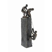 Gray Polystone Rock Climber Sculpture