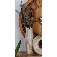 Beige Stoneware Jagged Vase, 20 in.