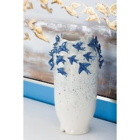 White Ceramic Coastal Vase, 18 in.