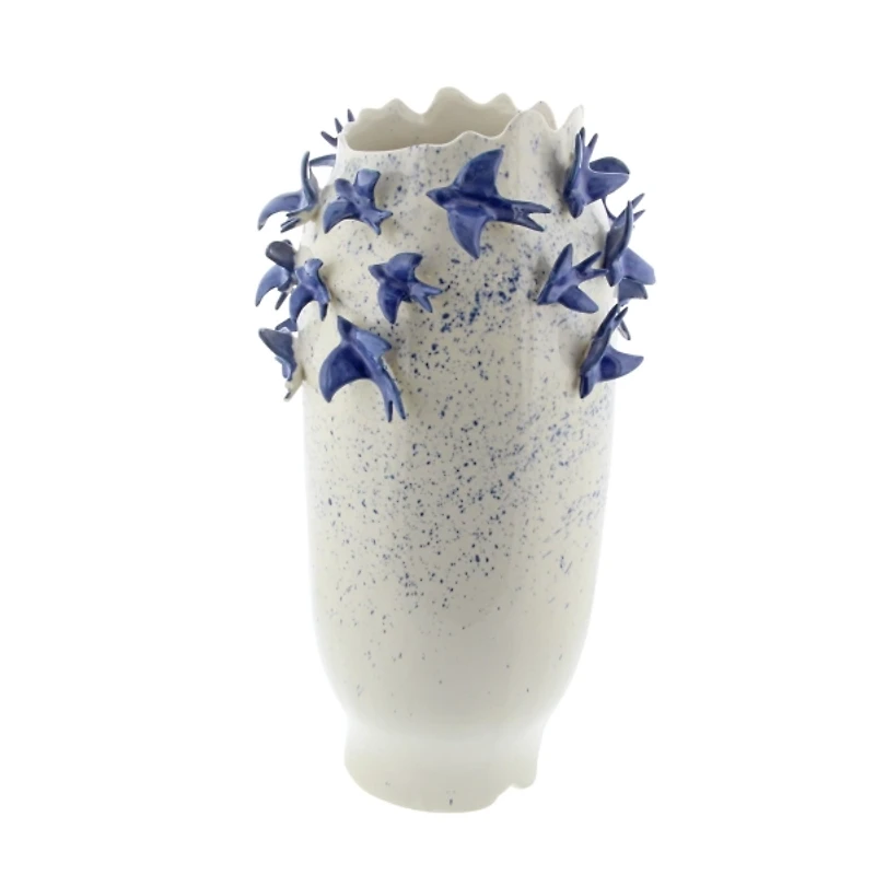 White Ceramic Coastal Vase, 18 in.
