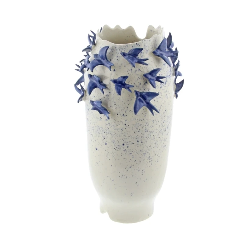 White Ceramic Coastal Vase, 18 in.