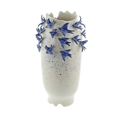 White Ceramic Coastal Vase, 18 in.