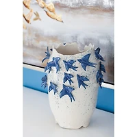 White Ceramic Coastal Vase, 12 in.