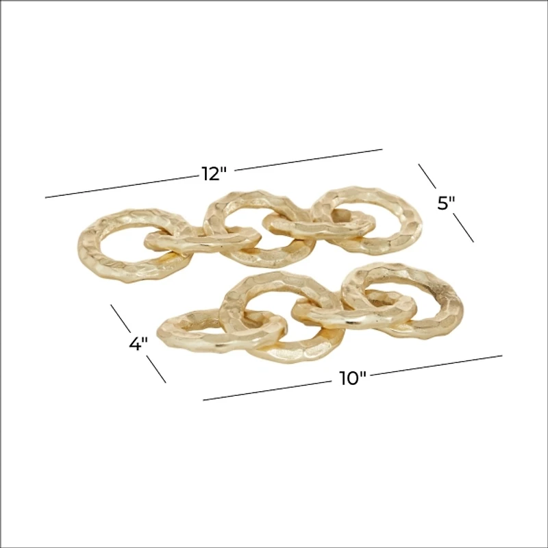 Gold Aluminum Chain Link Sculptures, Set of 2