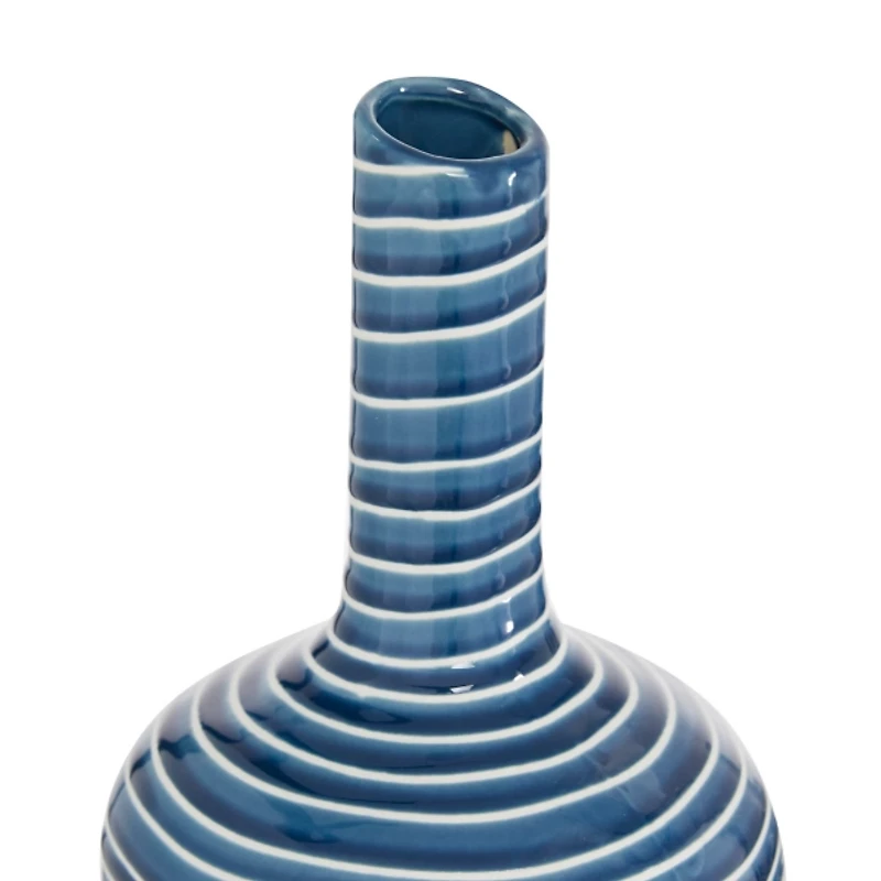 Blue Stoneware Vases, Set of 3