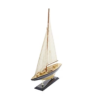 Beige Wood Coastal Sailboat, 21 in.
