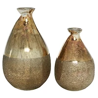 Golden Rustic Blown Glass Bulb Vases, Set of 2