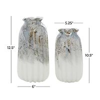 Glazed Gray Glass Vases, Set of 2
