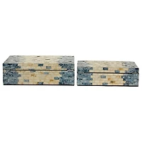 Blue and Tan Wood Capiz Shell 2-pc. Box Set