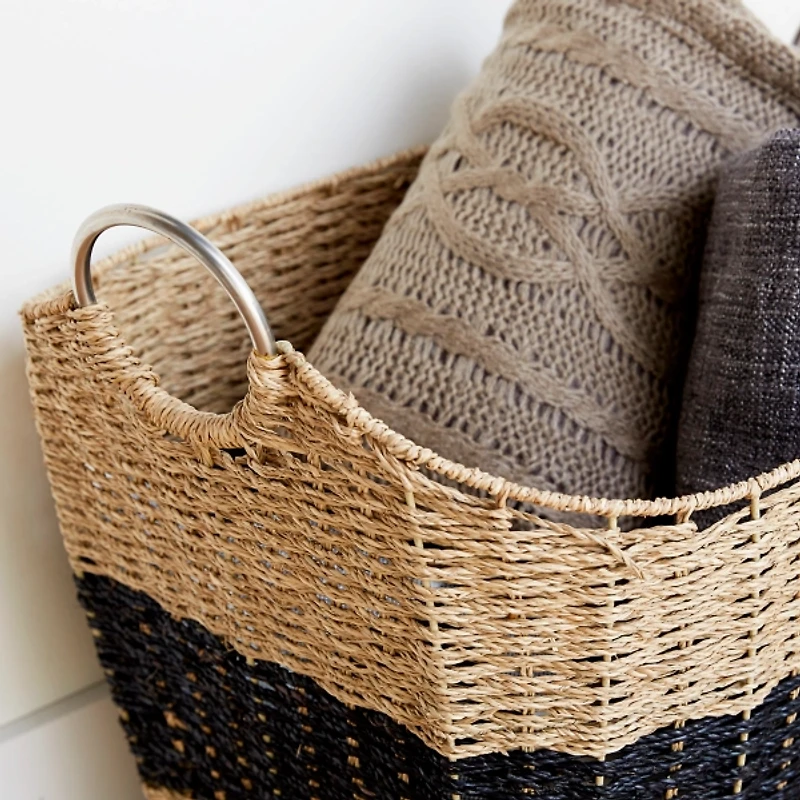 Striped Natural Seagrass Basket