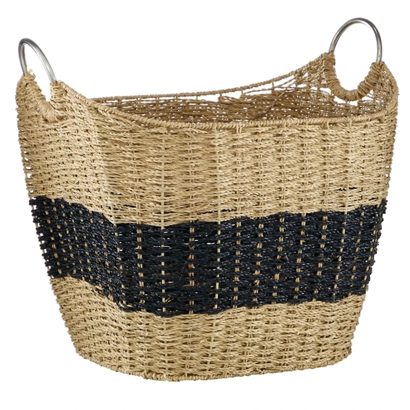 Striped Natural Seagrass Basket