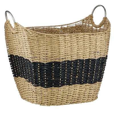 Striped Natural Seagrass Basket
