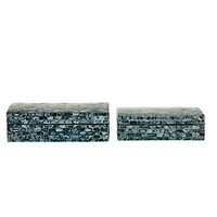 Blue Mother of Pearl Coastal Boxes, Set of 2