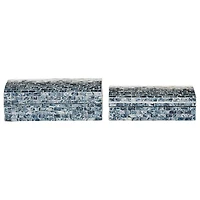 Blue Mother of Pearl Coastal Boxes, Set of 2