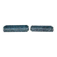 Coastal Blue Wood and Oyster Shell Trays, Set of 2