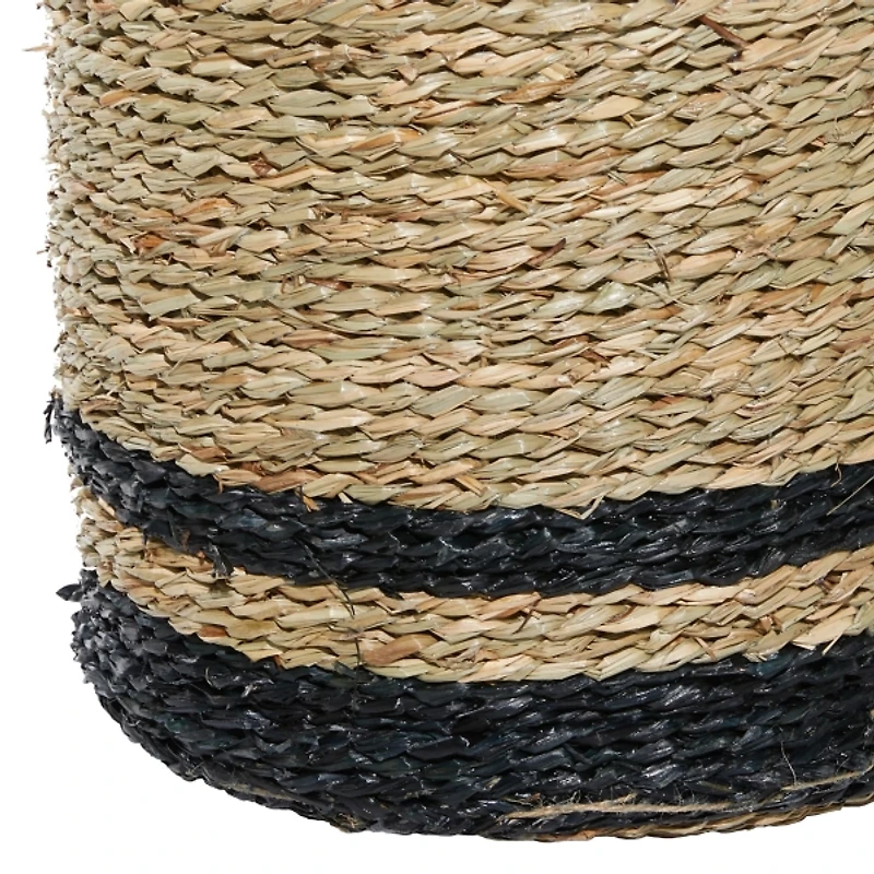 Black Stripe Sea Grass Baskets, Set of 3