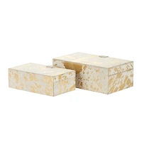 Gold Leather Hide Rustic 2-pc. Box Set