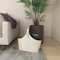 White Leather Textured Magazine Rack