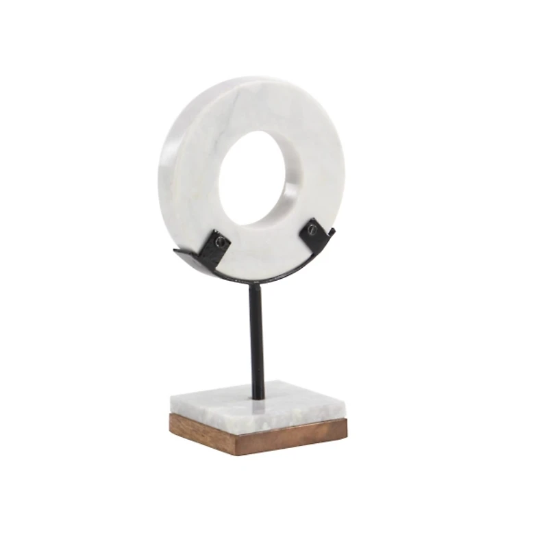White Marble Ring Sculpture, 11 in.