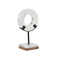 White Marble Ring Sculpture, 11 in.