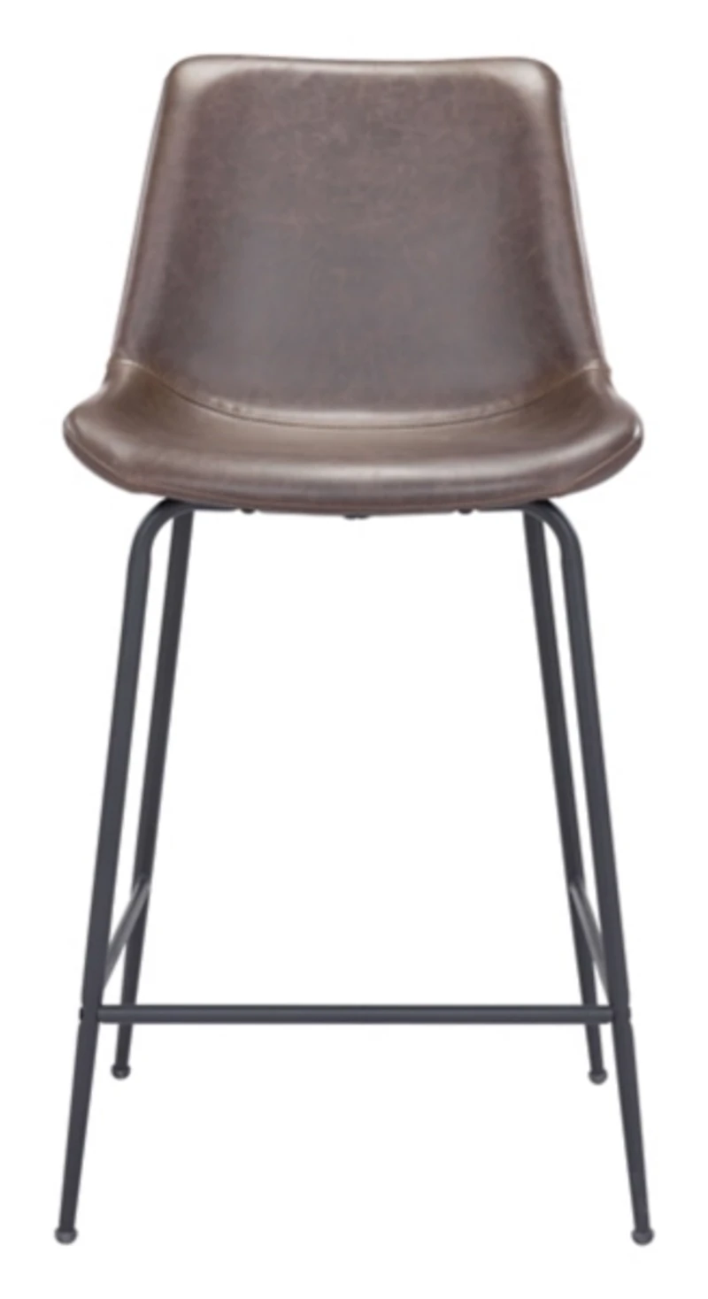 Brown Faux Leather Highback Counter Stool