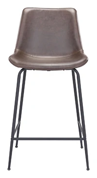 Brown Faux Leather Highback Counter Stool