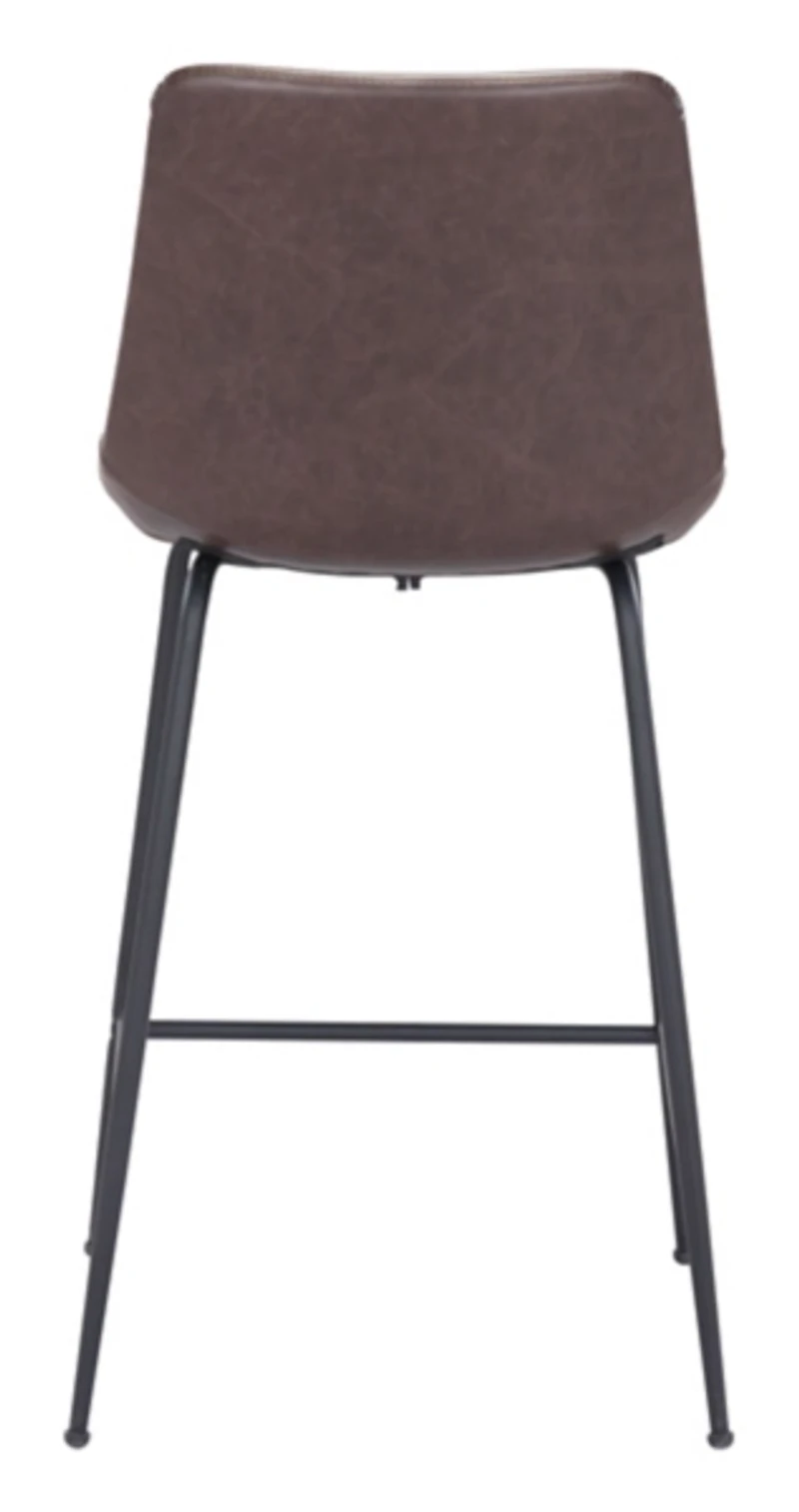 Brown Faux Leather Highback Counter Stool