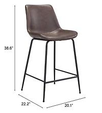 Brown Faux Leather Highback Counter Stool