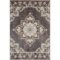 Brown Floral Medallion Outdoor Area Rug