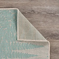 Teal and Tan Falling Ferns Outdoor Area Rug, 5x7