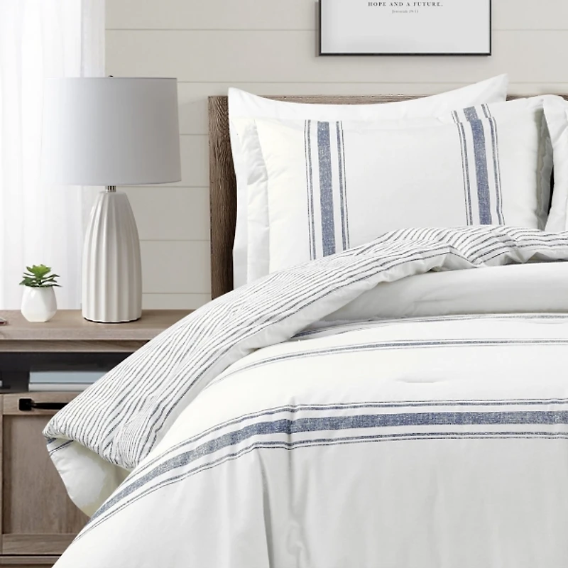 Navy Stripe 3-pc. Full/Queen Comforter Set