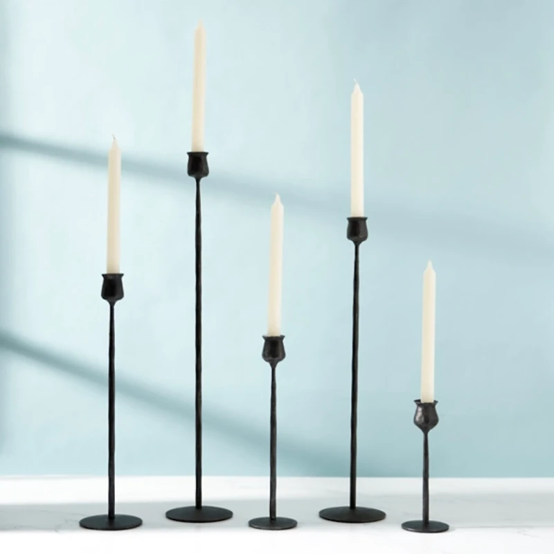 Black Textured Taper Candle Holder