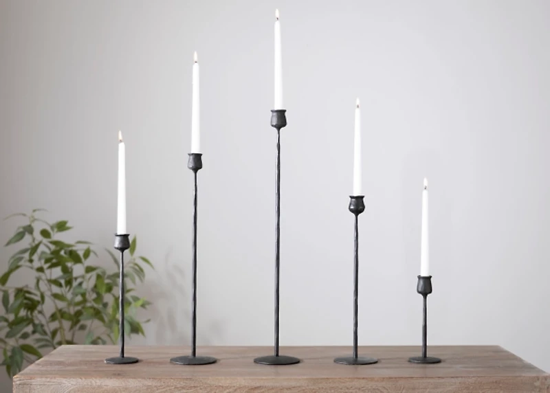 Black Textured Taper Candle Holder, 16 in.