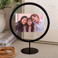 Black Circular Floating Picture Frame Stand, 4x6