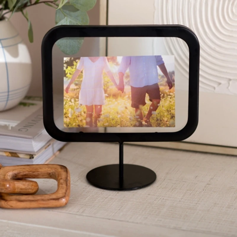 Black Rectangle Floating Picture Frame Stand, 4x6